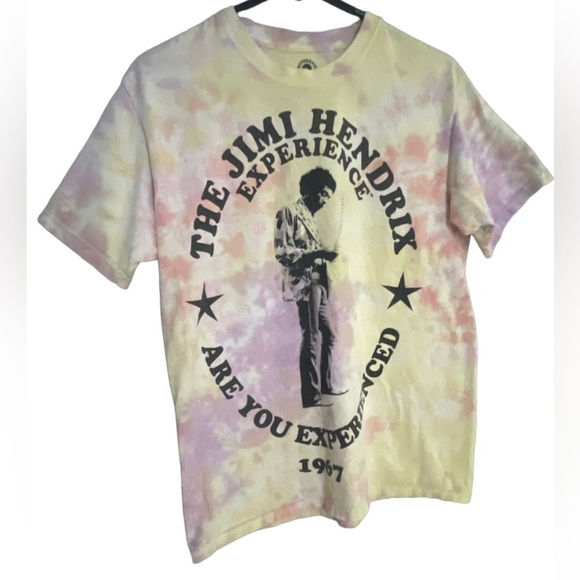 Jimi Hendrix Tie Dye Crewneck T-Shirt Color: Purple/Yellow | Size:S - Picture 1 of 6